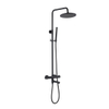 Fortifura Calvi Regendoucheset - thermostatisch - 25cm hoofddouche - metalen slang - staafhanddouche - draaibare baduitloop - mat zwart SW1592519