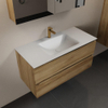 Mondiaz AIVY Ensemble de meuble - 100x45x50cm - 1 trou de robinet - 1 vasque Talc Solid surface - Centre - 2 tiroirs - avec armoire de toilette - Melamine Chai SW892267