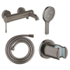 Grohe Essence Badset - badkraan - handdouche - handdouchehouder - doucheslang - brushed hard graphite (antraciet) SW1574568