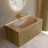 MONDIAZ KURVE-DLUX Meuble de salle de bains 90cm couleur Dusk avec 1 tiroir et 0 porte. Lavabo BIG SMALL Centre 1 trou de robinet Saba. SW1433344