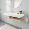 MONDIAZ ALAN 120cm - Ensemble meuble de salle de bains - tablette - chêne patiné - lavabo suspendu - vasque à gauche - 1 trou de robinet - talc SW408687