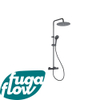 FugaFlow Efficiente Sobrado ensemble de douche à effet pluie avec thermostat douche de tête 30cm douchette à main 3 positions noir 110cm SW1123804