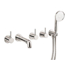 Crosswater MPRO INDUSTRIAL robinet de baignoire encastré 5 trous avec ensemble de douchette à main et 3 robinets d'arrêt chromé SW451400