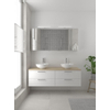 Bruynzeel Combo badmeubelset 150x45cm 2 wasbakken 4 lades met spiegelkast met softclose ceramic mat wit SW383598 Bruynzeel Combo badmeubelset 150x45cm 2 wasbakken 4 lades met spiegelkast met softclose ceramic mat wit SW383598