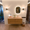 Mondiaz CIRO-DLUX Ensemble de meubles de salle de bains - 130x45x50cm - Vasque en solid surface Arena - 1 bassin à droite - 1 trou de robinet - 4 tiroirs - Chêne SW1531350