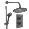 Crosswater MPRO Ensemble de douche de tête encastré - 2 poignées - pomme de douche 30 cm - douchette à main - barre de douche - bras mural - gunmetal SW1472627