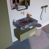 Mondiaz ALAN-DLUX Ensemble de meuble - 70cm - meuble Army mat - 1 tiroir - Lavabo Cloud Lava suspendu - vasque Centre - 0 trous de robinet SW808552
