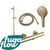 FugaFlow Eccelente Sobrado Ensemble de douche barre curseur avec douchette ronde, flexible en métal et robinet de douche Laiton brossé PVD SW1124044