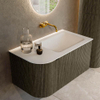 Mondiaz KURVE Ensemble de meuble salle de bain - 85x46x40cm - 1 tiroir - 1 porte - lavabo en solid surface - droite - sans trou de robinet - Shadow SW1414202