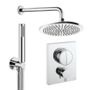 Crosswater MPRO Ensemble de douche de tête encastré - 2 leviers - pomme de douche 30 cm - douchette à main - bras mural - chrome SW1472692