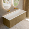 Ensemble de meuble de salle de bain Mondiaz KURVE-DLUX - 120x46x40cm - 1 tiroir - lavabo en solid surface - milieu - sans trou de robinet - Dusk SW1414921