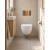 Pack WC QeramiQ Dely Swirl Compact - réservoir encastrable Geberit UP320 - avec bâti-support Burda - abattant 25 mm - plaque de commande en métal cuivre - boutons rectangulaires - blanc mat SW1595664