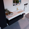 Mondiaz ALAN-DLUX Ensemble de meuble - 130cm - meuble Urban mat - 2 tiroirs - Lavabo Cloud Opalo suspendu - vasque Droite - 1 trou de robinet SW806483