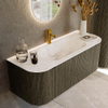 Mondiaz KURVE-DLUX Ensemble de meuble salle de bain - 120x46x40cm - 1 tiroir - 2 portes - lavabo en solid surface - milieu - 1 trou de robinet - Shadow SW1414333