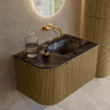 Ensemble de meuble de salle de bain Mondiaz KURVE-DLUX - 75x46x40cm - 1 tiroir - 1 porte - lavabo en solid surface - droite - sans trou de robinet - Dusk SW1415218
