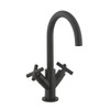 Crosswater MPRO Crosshead Wastafelkraan - met ronde uitloop en kruisgreep mat - zwart SW648389