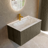 Mondiaz KURVE-DLUX Ensemble meuble de salle de bains - 80x46x40cm - 1 tiroir - vasque solid surface - au milieu - 1 trou de robinet - Shadow SW1414540