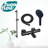 FugaFlow Eccelente Sobrado Badkamer badkraan met glijstangset met ronde handdouche gladde doucheslang zwart mat - Black Friday - SW1124009