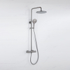 Fortifura Calvi Ensemble de douche pluie - thermostatique - douche principale de 25 cm - flexible lisse - douchette ronde - Gunmetal PVD brossé SW1204406