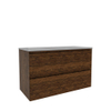 Saniclass Holz Pure Badkamermeubelset - 100x45x62cm - Vygo keramische wastafel - 1 wasbak - 1 kraangat - met overloop - 2 lades - mat walnut pure (hout) SW1441842