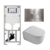 QeramiQ Dely Swirl Ensemble WC- 36.3x51.7cm - Réservoir encastré Geberit UP320 - Abattant de 35mm d'épaisseur - Plaque de commande en inox - Boutons ronds - Blanc mat SW1138635