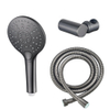 Fortifura Calvi Handdoucheset - diameter 12cm - rond - 3 straalsoorten - met houder - met anti twist - slang - 150cm - PVD - geborsteld gunmetal (antraciet) SW1159482