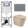 QeramiQ Dely Toiletset - 36.3x51.7cm - diepspoel - rimless - Geberit UP320 inbouwreservoir - softclose toilet zitting - bedieningsplaat licht grijs - rechthoekige knoppen - mat beige SW1242403