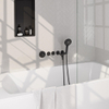 BRAUER Black Carving Badkraan inbouw - douchegarnituur - 20cm uitloop - inclusief inbouwdeel - 3 carving knoppen - handdouche rond 1 stand - mat zwart SW716181