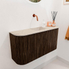 Mondiaz JOYA-DLUX 83.2cm toiletmeubel - ronding links en rechts kleur Walnut - Wastafel FAYE positie Midden Zonder kraangat kleur Frappe. SW1422333