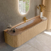 MONDIAZ KURVE-DLUX Meuble de salle de bains 170cm arrondi Gauche + Droite couleur Chêne avec 1 tiroir et 2 portes. Lavabo BIG LARGE Central 1 trou de robinet Arena. SW1431131