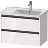 Duravit Ketho.2 Wastafelonderbouwkast - met 2 laden - voor waskom rechts - 78.4x45.5x54.9cm - met grepen antraciet - hoogglans wit SW771802