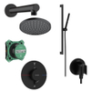 Hansgrohe ShowerSelect Douche pluie - partie encastrable - robinet thermostatique - pommeau - bras de douche - douchette stick avec support - barre curseur - flexible - curseur - Noir mat SW1204553