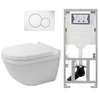 Duravit Starck 3 ensemble WC avec réservoir encastré Geberit abattant WC avec abattant à fermeture en douceur Saniclass et plaque de commande sigma01 blanc SW791682