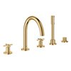 Grohe Atrio Kit de garniture de baignoire 5 trous avec inverseur avec douchette et flexible de douche 200cm avec poignées croisées cool sunrise SW354618 Grohe Atrio Kit de garniture de baignoire 5 trous avec inverseur avec douchette et flexible de douche 200cm avec poignées croisées cool sunrise SW354618