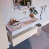 Mondiaz ALAN-DLUX Ensemble de meuble - 110cm - meuble Linen mat - 1 tiroir - Lavabo Cloud Glace suspendu - vasque Droite - 0 trous de robinet SW805766