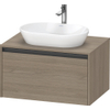 Duravit ketho 2 meuble sous lavabo avec plaque console avec 1 tiroir 80x55x45.9cm avec poignée chêne anthracite terra matt SW773004