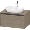 Duravit Ketho.2 Wastafelonderbouwkast - inclusief consoleplaat - met 1 lade - 80x55x45.9cm - met handgreep antraciet - eiken terra mat SW773004