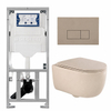 QeramiQ Dely Swirl Toiletset - 36.3x51.7cm - Geberit UP320 inbouwreservoir - met Burda frame - slimzitting - bedieningsplaat taupe - rechthoekige knoppen - mat beige SW1164231