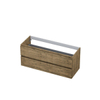 INK Wastafelonderkast - 120x45x52cm - 2 lades - greeploos - met houten keerlijst - MFC - Naturel eiken SW207415