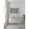 Bruynzeel Combo badmeubelset 120x45cm 2 wasbakken 4 lades met spiegel met softclose ceramic glans wit SW383609 Bruynzeel Combo badmeubelset 120x45cm 2 wasbakken 4 lades met spiegel met softclose ceramic glans wit SW383609