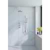 Fortifura Nebbio ensemble de douche pluie apparent – bras mural courbé 35 cm – douchette bâton 1 jet – barre de douche 90 cm – chrome SW1237520