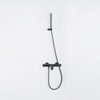 FugaFlow Eccelente Sobrado Robinet de baignoire thermostatique avec douchette stick, support et flexible en métal Noir mat SW1124127