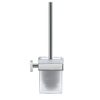 Duravit Karree Closetborstelgarnituur - met matglas wandmodel - hoogglans chroom SW55122