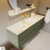 MONDIAZ VICA-DLUX Ensemble meuble de salle de bains - 150cm - meuble bas army - 2 tiroirs - lavabo encastré cloud central - sans trous de robinet - version haute 60cm - frape SW1088755
