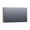 Saniclass Dual Spiegelkast - 120x70x15cm - 2 links- rechtsdraaiende spiegeldeur - MFC - burned bark SW371758