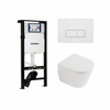 QeramiQ Dely Toiletset - 36.3x51.7cm - diepspoel - rimless - Geberit UP320 plieger inbouwreservoir - softclose toilet zitting - 35mm - mat witte bedieningsplaat - rechthoekige knoppen - mat wit SW1413229