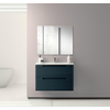 Adema Prime Balance Ensemble de meuble - 80x55x45cm - 1 vasque rectangulaire en céramique Blanc - 1 trou de robinet - 2 tiroirs - avec miroir rectangulaire - Navy Blue SW916180