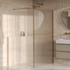BRAUER Oblivion Inloopdouche - 120x200cm - 30cm zijwand - helder ribbel glas - glascoating - PVD - Geborsteld Goud SW1476046