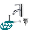 FugaFlow Eccelente Sobrado Kit mitigeur lavabo - robinet bas - bonde nonobturable - siphon design - Chrome brillant SW1124170