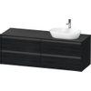 Duravit Ketho.2 Wastafelonderbouwkast - inclusief consoleplaat - met 4 laden - voor waskom rechts - 160x55x56.8cm - met handgrepen antraciet - eiken zwart mat SW771801